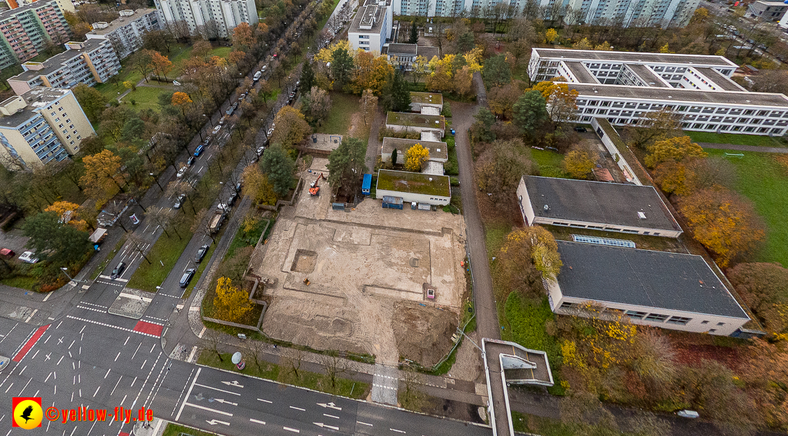 19.11.2022 - Luftbilder von der Baustelle an der Quiddestraße 'Haus für Kinder' in Neuperlach